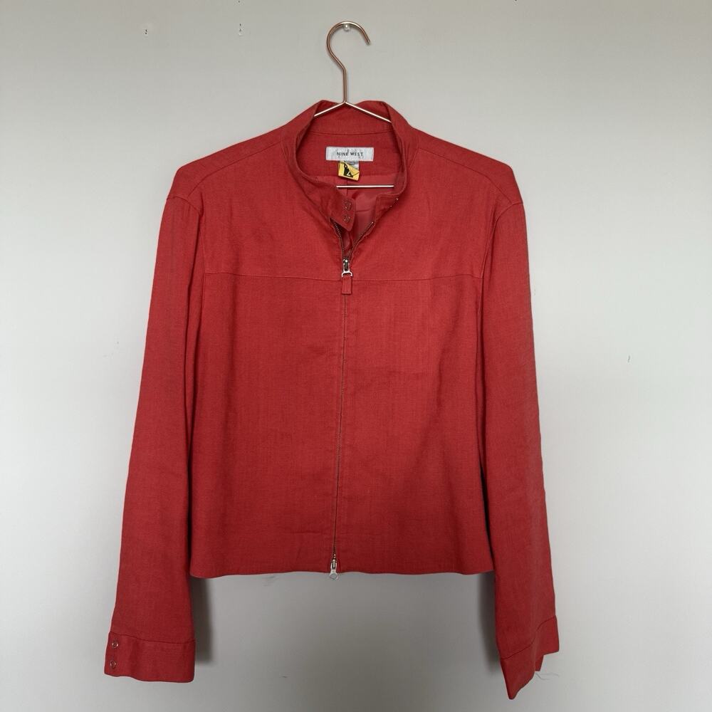 Nine West Womens Linen Jacket Size 16 Full Zip Coastal Spring Vintage